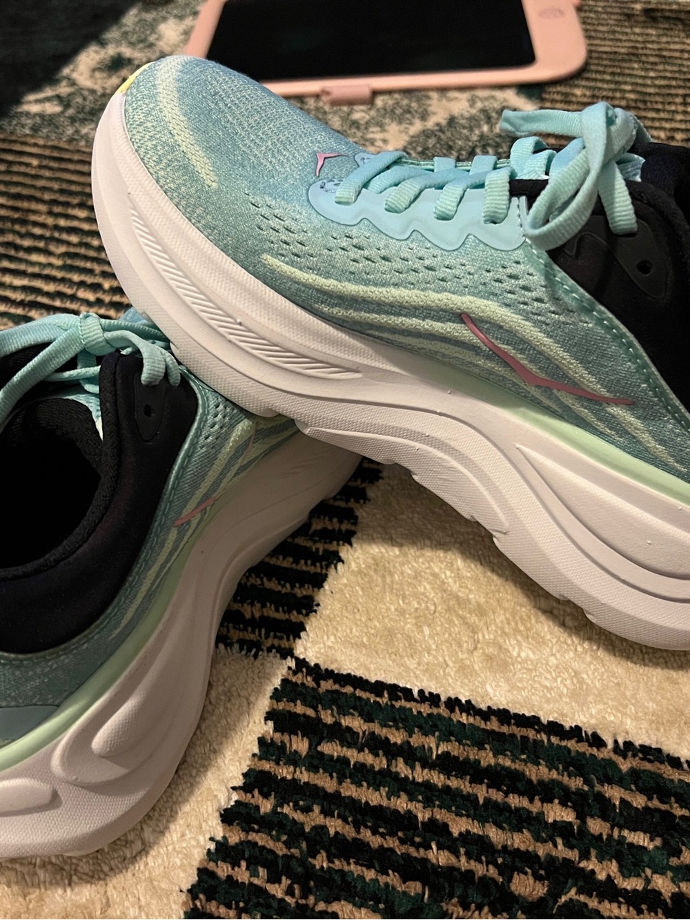 Hoka Women’s Aqua and Pink Athletic Running Shoes